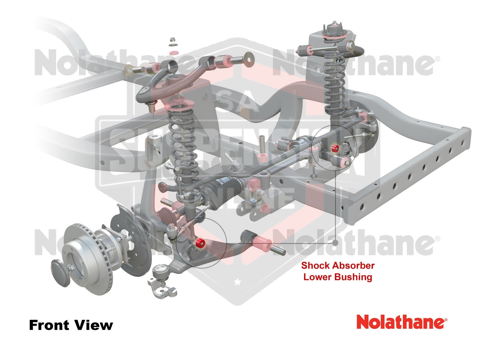 Shock Absorber Lower Bushing Kit (Bush shock absorber) Front Nolathane