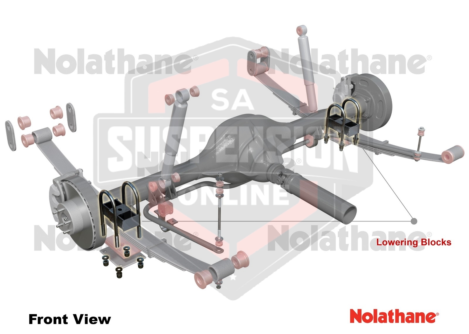 Lowering Block Kit 2" (Lowering Block Kit ) fits rear Nolathane
